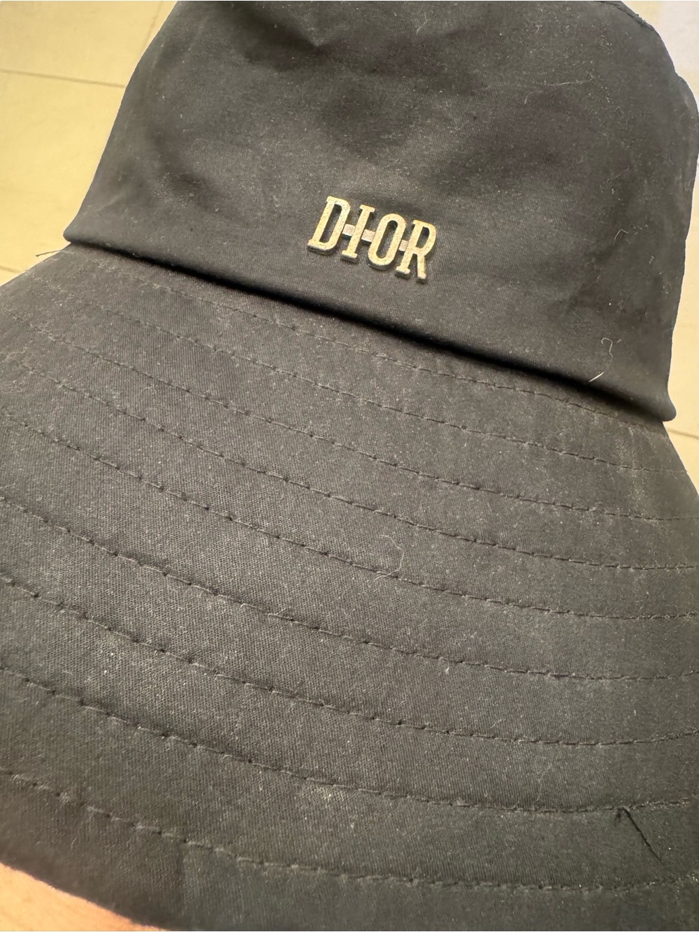 Dior Black Bucket Hat with Gold 'DIOR' Emblem